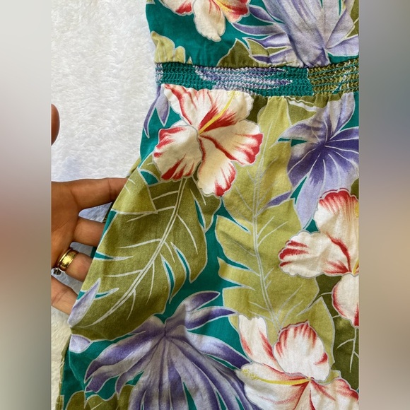Vintage Hilo Hattie Hawaiian Floral Cotton Romper Green Purple Hibiscus - Picture 11 of 17